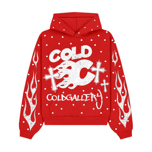 TheColdGallery Rhinestone Hoodie Red