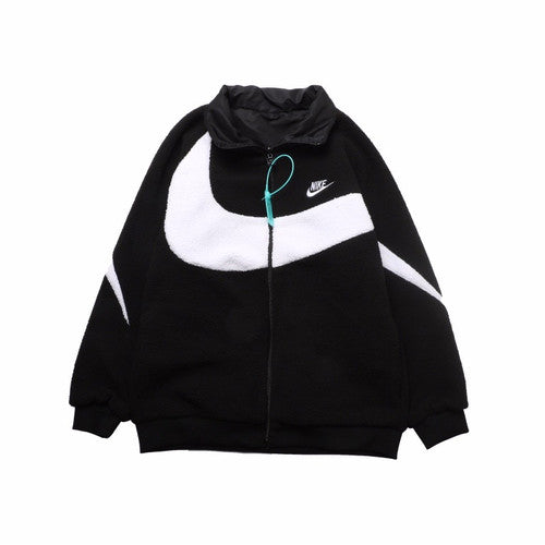 NK Big Swoosh Reversible Boa Jacket Black White