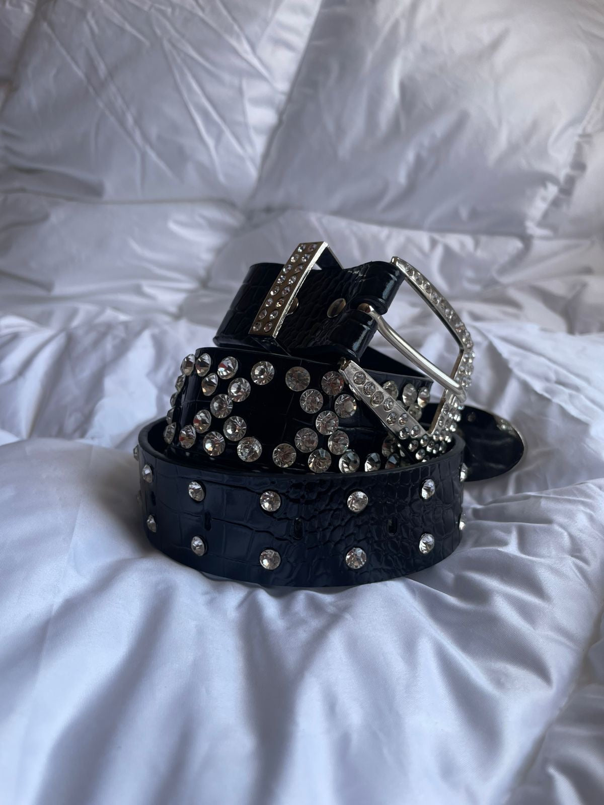 Rhinestone BB Belt black