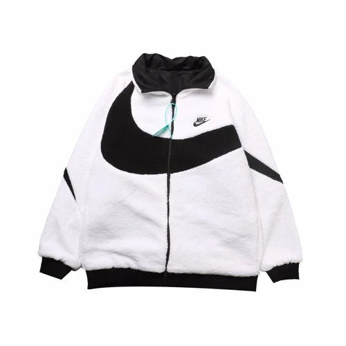 NK Big Swoosh Reversible Boa Jacket White Black