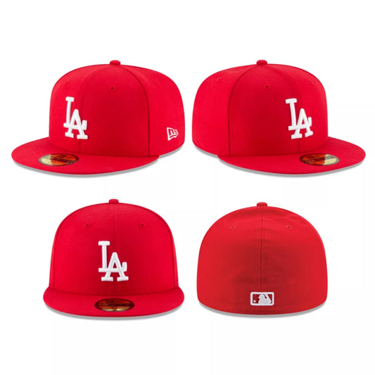 New Era Los Angeles LA Dodgers Basic RED 59FIFTY Fitted Hat MLB Cap