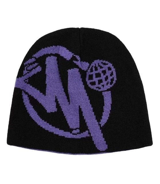 Purple Universal M Letter Pattern Letter Knitted Hat Cold Hat, Cute, Warm, Soft And Comfortable Hat