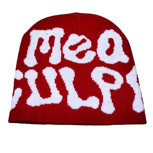 Mea Culpa Beanie red & white