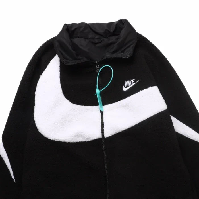 NK Big Swoosh Reversible Boa Jacket Black White