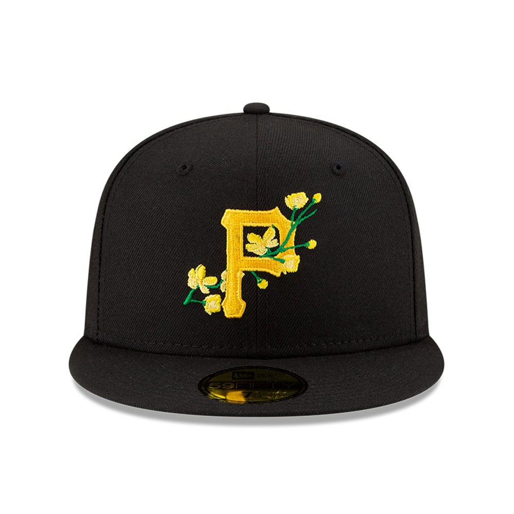 Pittsburgh Pirates MLB Side Patch Bloom Black 59FIFTY Fitted Cap