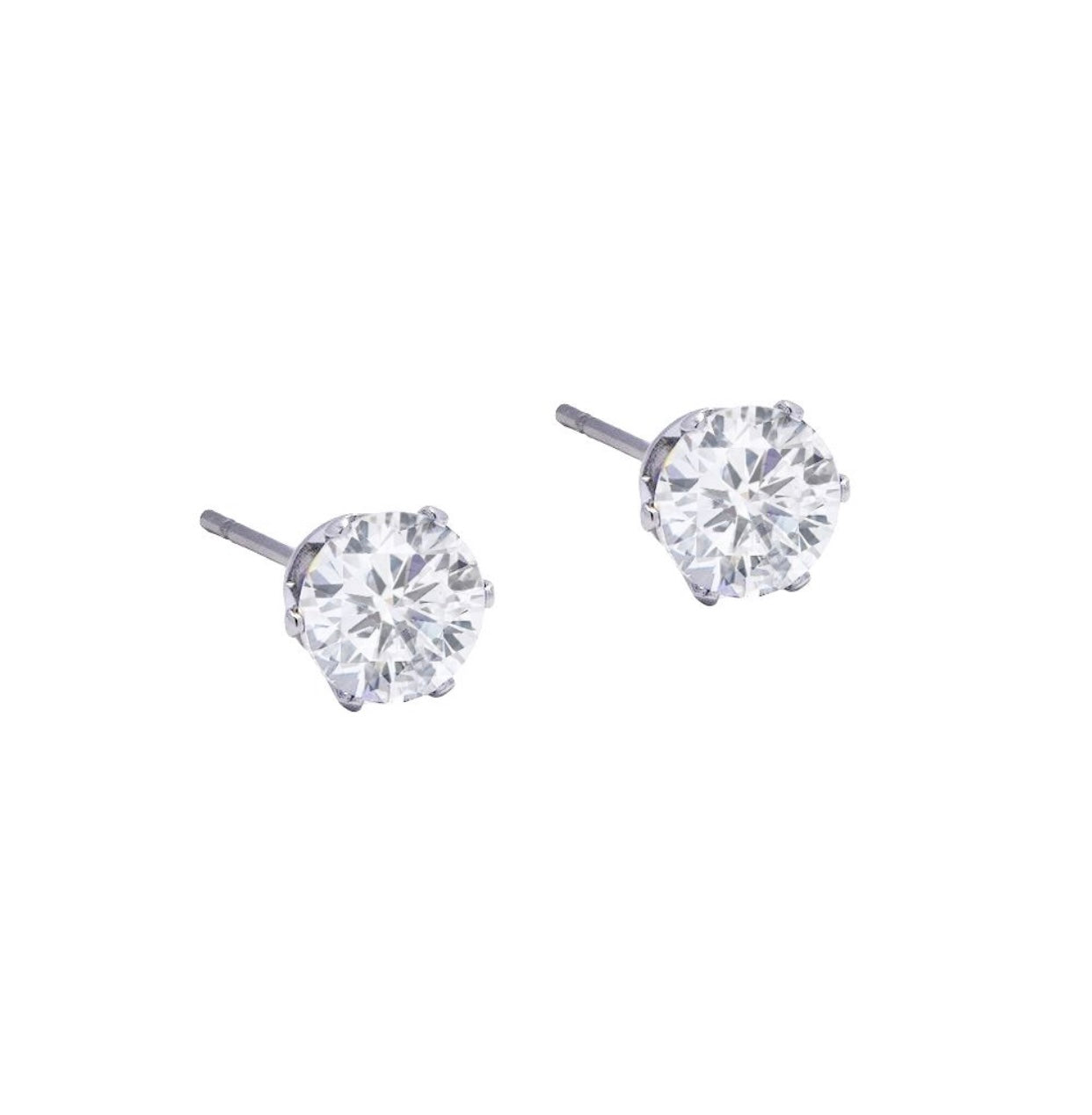 Round Cubic Zirconia Silver Stud Earrings