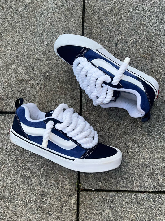 Blue Vans knu Skool with X ROPE LACES