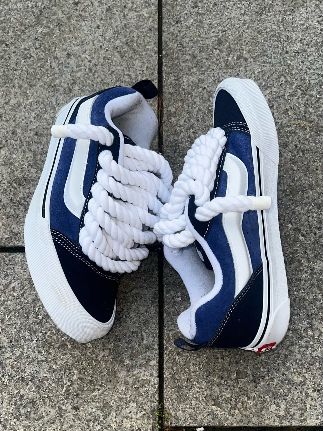 Blue Vans knu Skool with X ROPE LACES