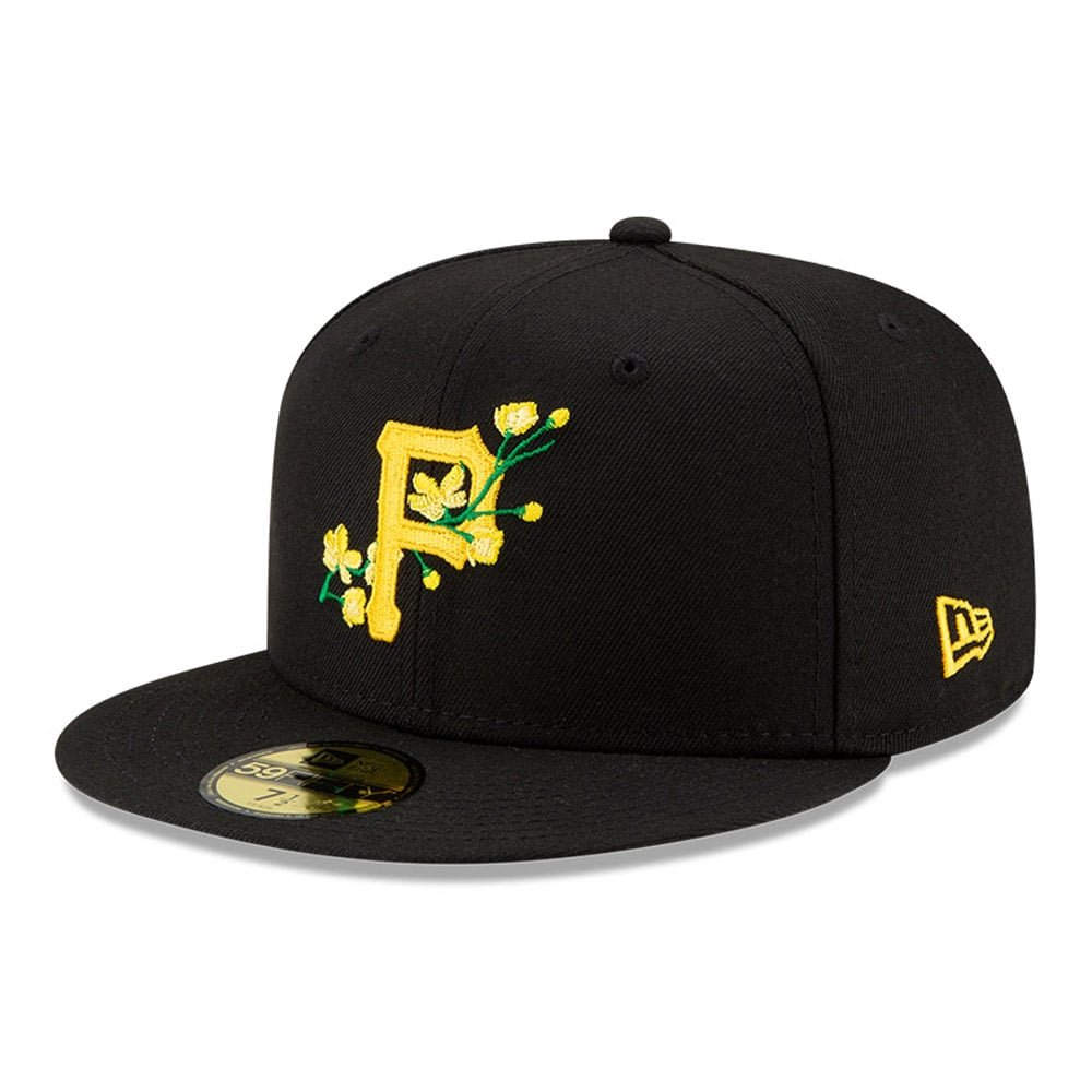 Pittsburgh Pirates MLB Side Patch Bloom Black 59FIFTY Fitted Cap