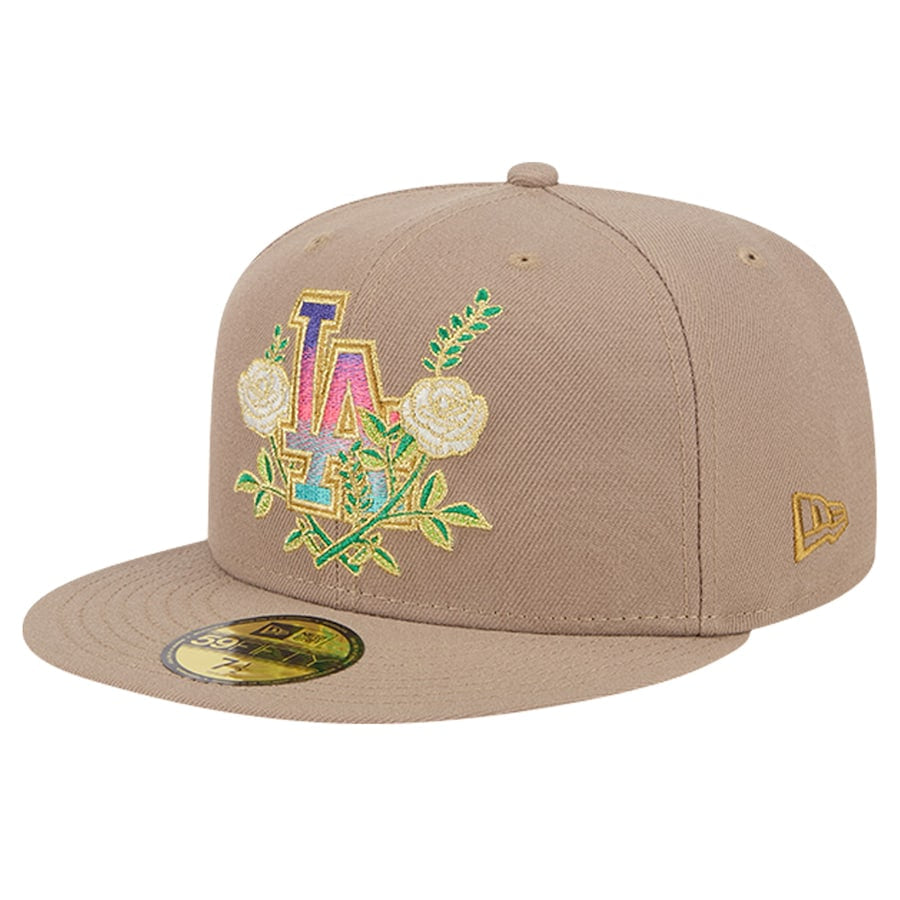 Men's Los Angeles Dodgers New Era Khaki Rose Garden 59FIFTY Fitted Hat